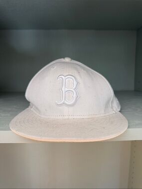 White Baseball Cap with Embroidered B